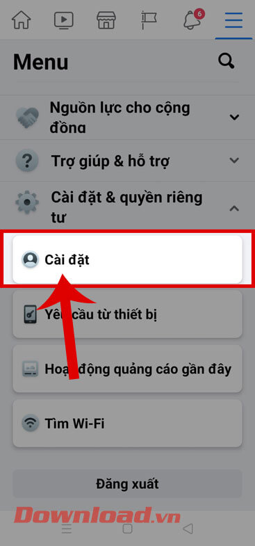 <p><strong>Bước 3: </strong>Sau đó, hãy nhấn vào mục <strong>Cài đặt.</strong></p>