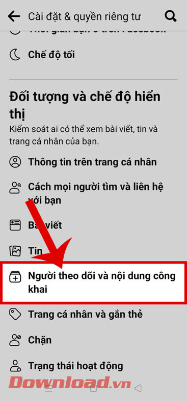 <p><strong>Bước 4: </strong>Kéo màn hình xuống phía dưới đến mục <em>Đối tượng và chế độ hiển thị</em>,