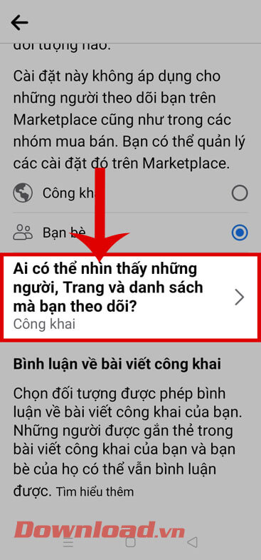 <p><strong>Bước 5:</strong> Tiếp tục kéo màn hình xuống phía dưới, rồi chạm vào mục <strong>Ai có thể