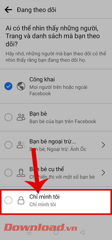 <p><strong>Bước 6: </strong>Để có thể ẩn đi danh sách người Follow thì chúng ta sẽ chạm và chọn chế