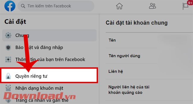 <p><strong>Bước 4: </strong>Trong khung cửa sổ <em>Cài đặt</em> ở phía bên trái màn hình khi này, nhấn