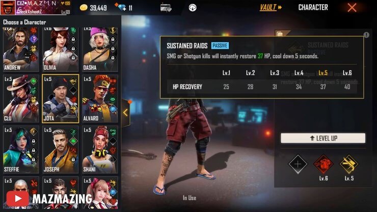 Jota được tăng sức mạnh đáng kể từ Free Fire OB29