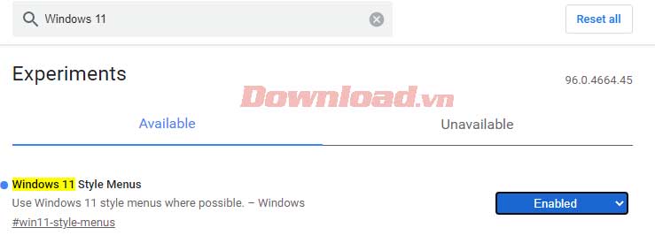 <p>3. Từ kết quả tìm kiếm, click menu thả xuống cho Windows 11 <strong>Style Menus</strong> và đặt nó
