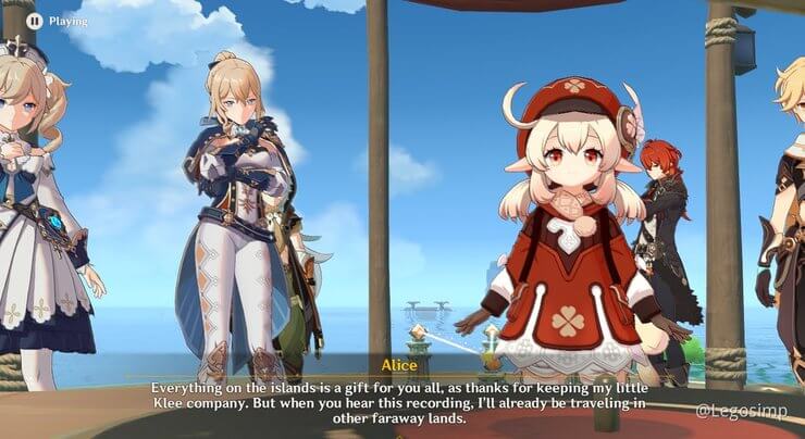 Các nhân vật đã nghe thấy giọng nói của Alice qua Gramohone