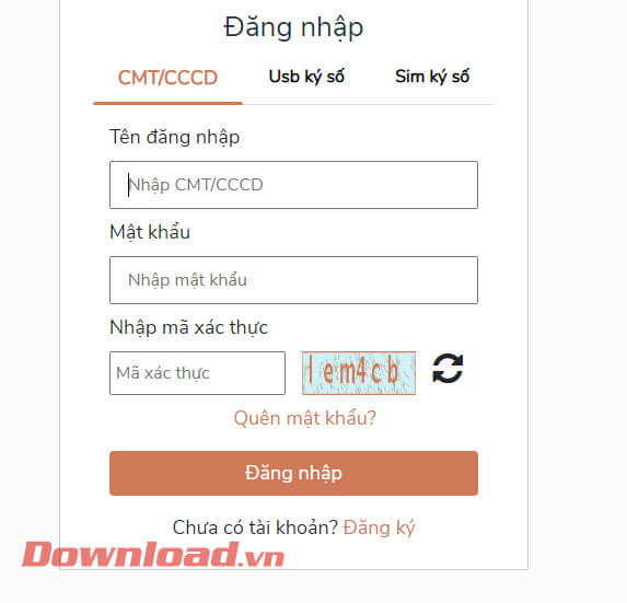 Đăng nhập tài khoản Cổng DVC Quốc gia