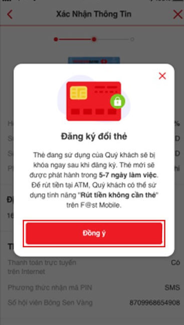 <p><strong>Bước 6:</strong> Khi đã đăng ký chuyển đổi thẻ thành công thì ở phía trên màn hình xuất hiện