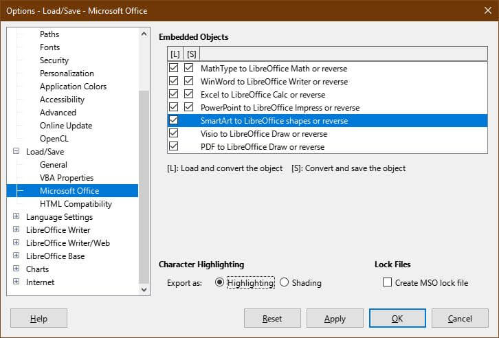 Thiết lập khả năng tương thích file