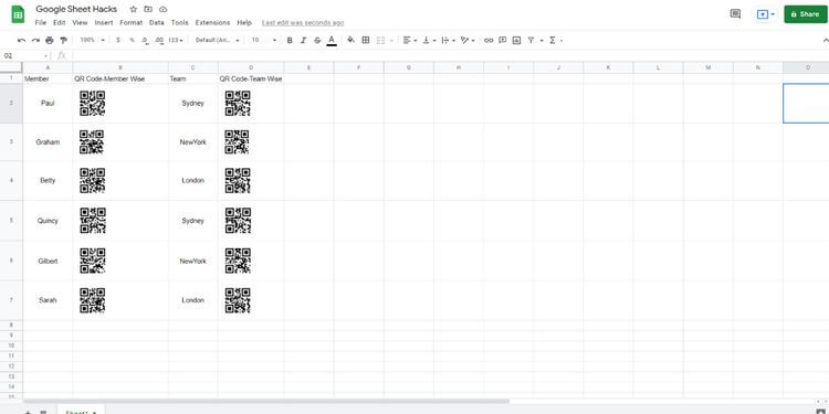 Tạo mã QR trên Google Sheets