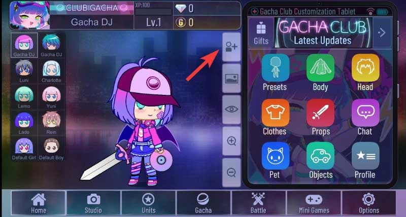 Lưu nhân vật trong Gacha Club