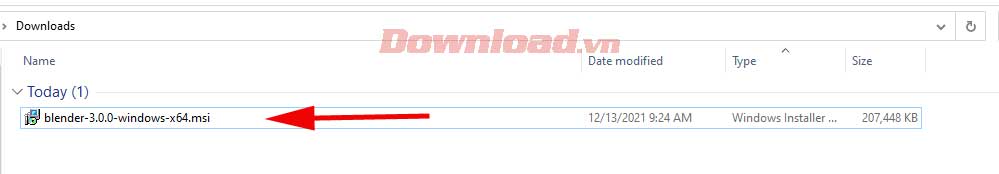<p>3. Tới thư mục chứa file bạn vừa tải xong, click đúp vào file <strong>Blender</strong> để cài đặt