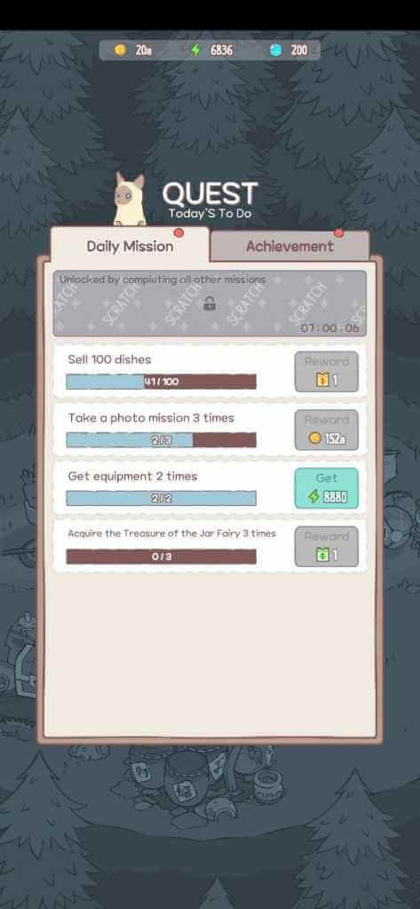 Tab Quest trong Cats & Soup