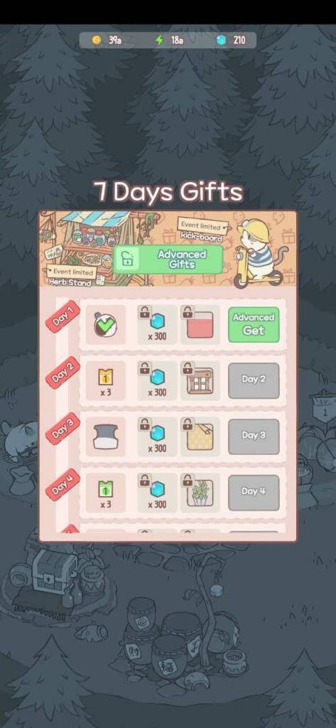 Nhận thưởng hàng ngày trong Cats & Soup