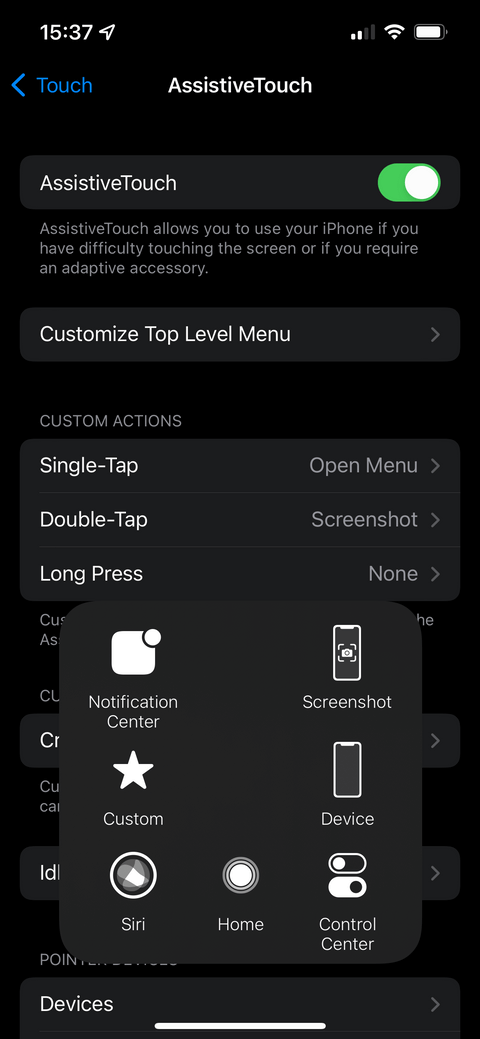 Chụp màn hình iPhone bằng trợ năng