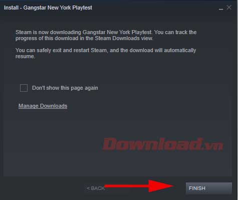 <p>7. Click Finish và đợi quá trình<strong> download Gangstar New York PC</strong> hoàn tất.</p>