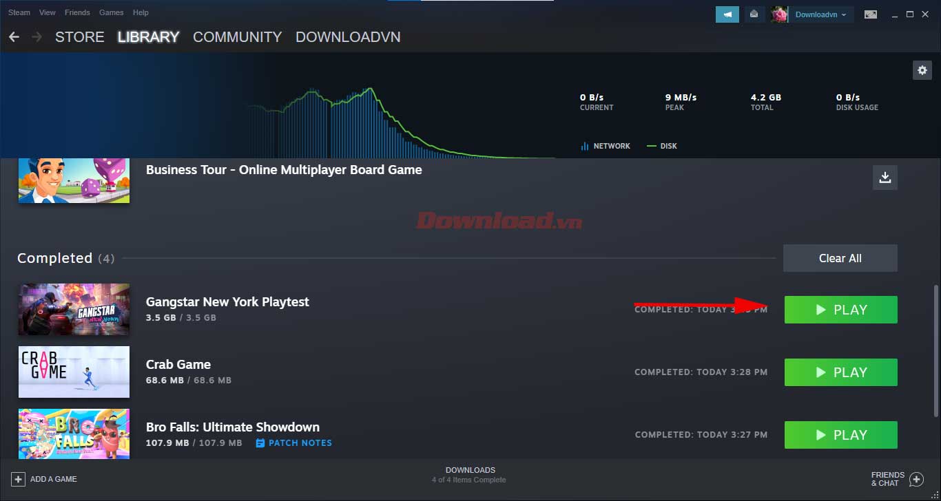 <p>8. Vào thư viện game và nhấn <strong>Play</strong> để chơi Gangstar New York ngay thôi.</p>