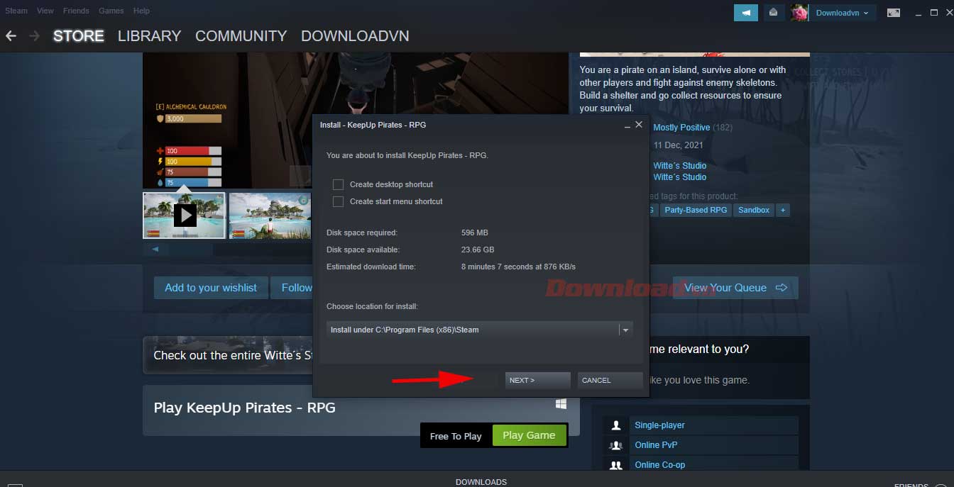 <p>3. Nhấn <strong>Next</strong>.</p>