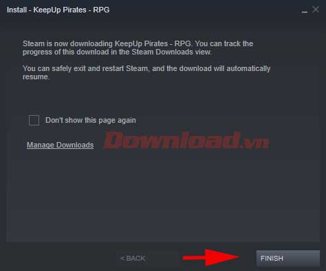 <p>5. Nhấn<strong> Finish</strong> và đợi hệ thống <strong>download Keepup Privates RPG</strong> hoàn