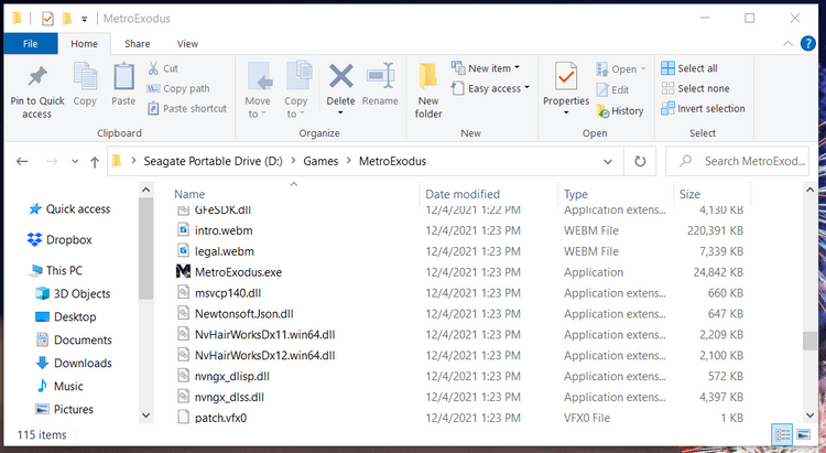 Thư mục game Metro Exodus