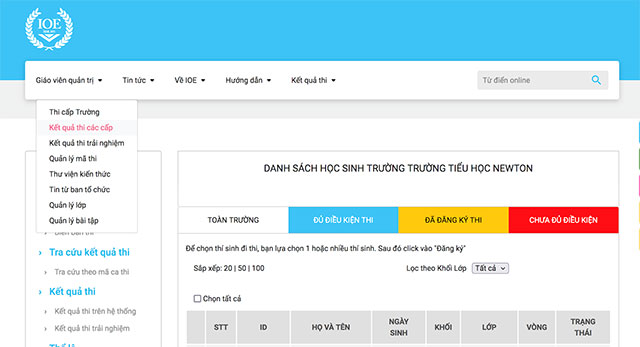 Kết quả thi các cấp