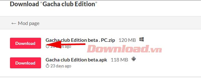 Chọn file tải Gacha Club về PC