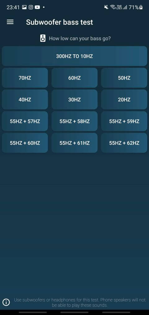 App Subwoofer Bass Test