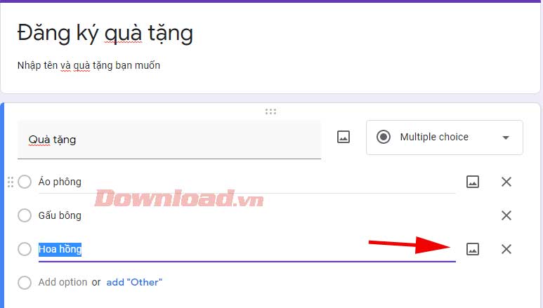 Thêm ảnh vào câu trả lời trong Google Forms
