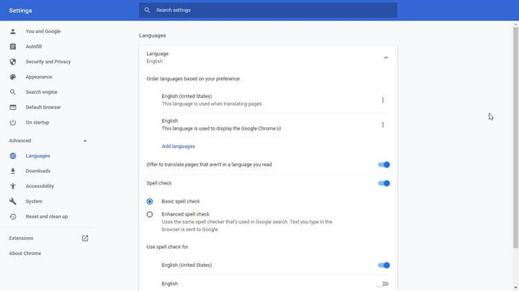 Cài đặt ngôn ngữ trên Chrome