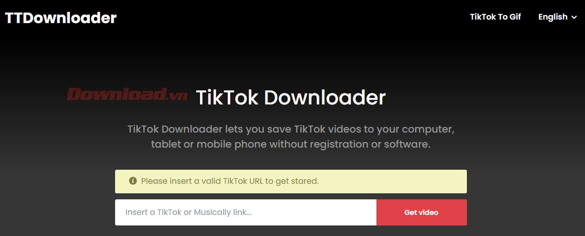 Giao diện TTDownloader