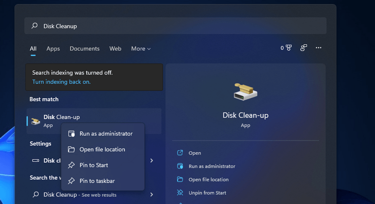 Ghim Disk Cleanup lên thanh tác vụ của Windows 11