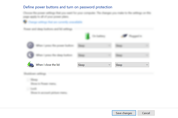 Chọn tác vụ khi đóng nắp máy tính