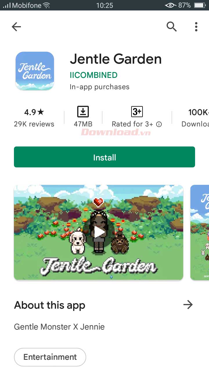 <p>4. Nhấn nút<strong> Install</strong> và đợi quá trình <strong>cài đặt Jentle Gardern</strong> hoàn