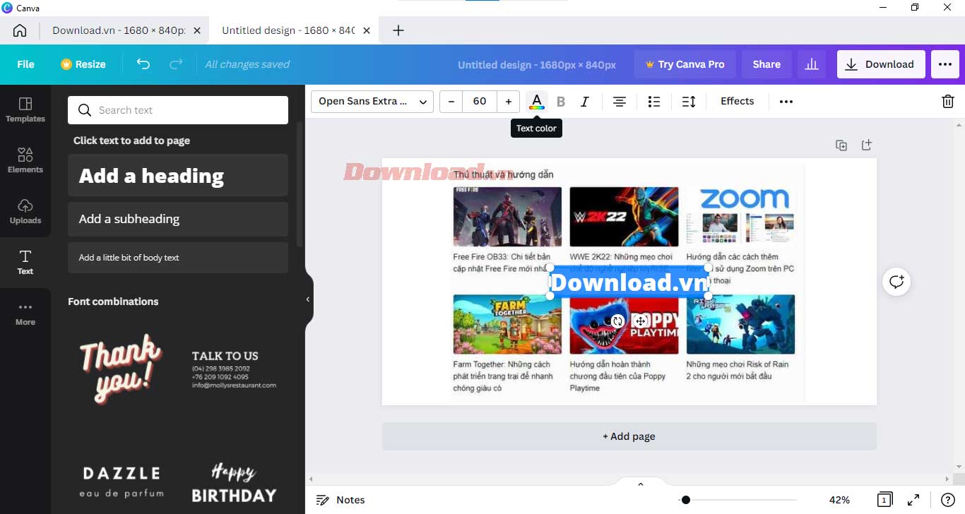 <p>4. Nếu muốn đổi màu chữ, chọn <strong>Text Color</strong>.</p>