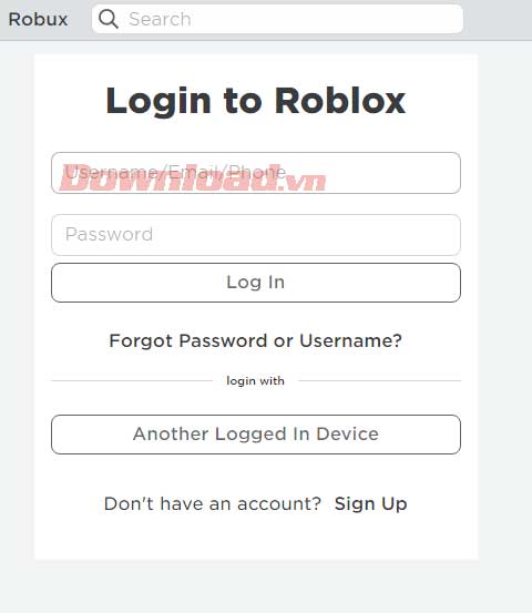 <p>5. Điền đầy đủ thông tin đăng nhập <strong>Roblox</strong>.</p>