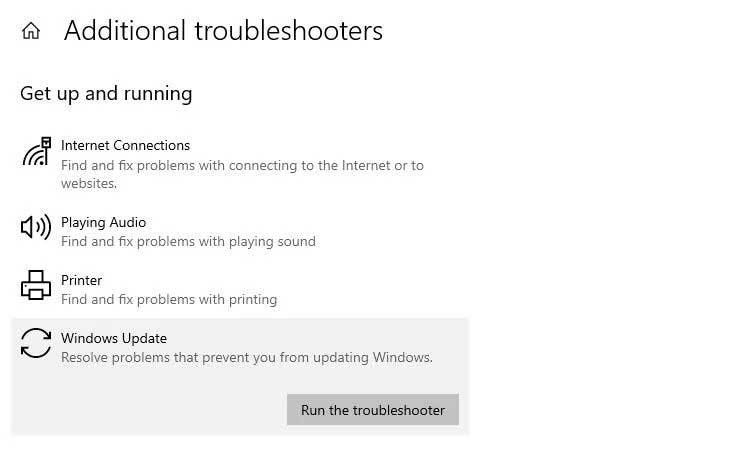 Trình khắc phục sự cố bổ sung