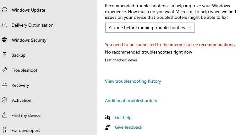 Additional troubleshooters