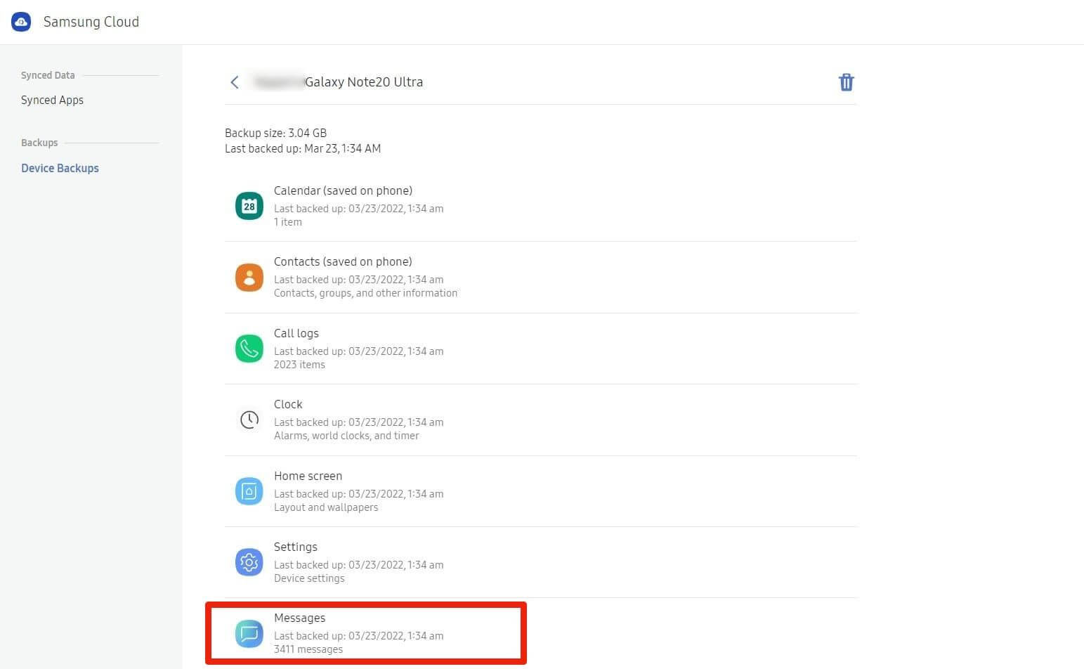 Mở cài đặt và truy cập Backup