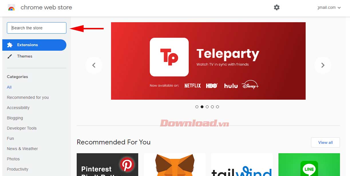 Cách điều hướng trên cửa hàng Chrome trực tuyến