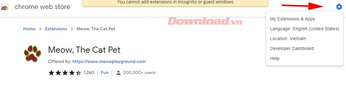Cài đặt ngôn ngữ và vị trí cho Chrome Web Store