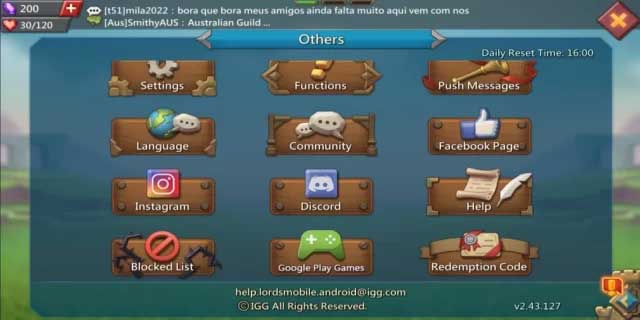 Màn hình đổi code Lords Mobile