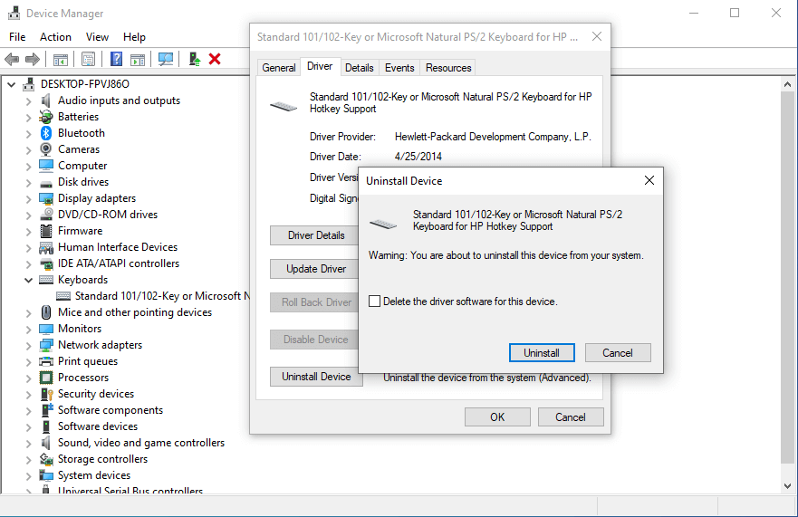 Gỡ cài đặt thiết bị