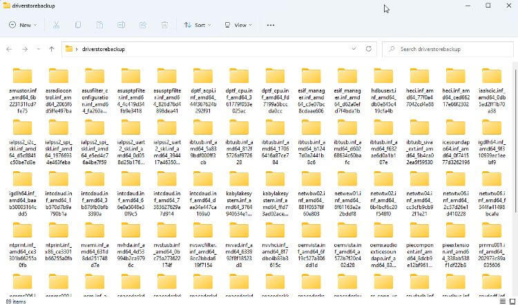 Xuất driver sang thư mục backup