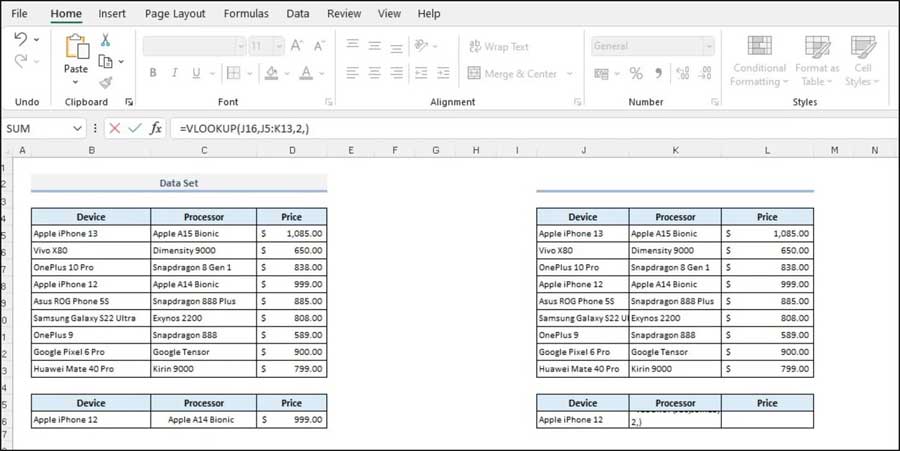Ví dụ về hàm VLOOKUP trong Excel