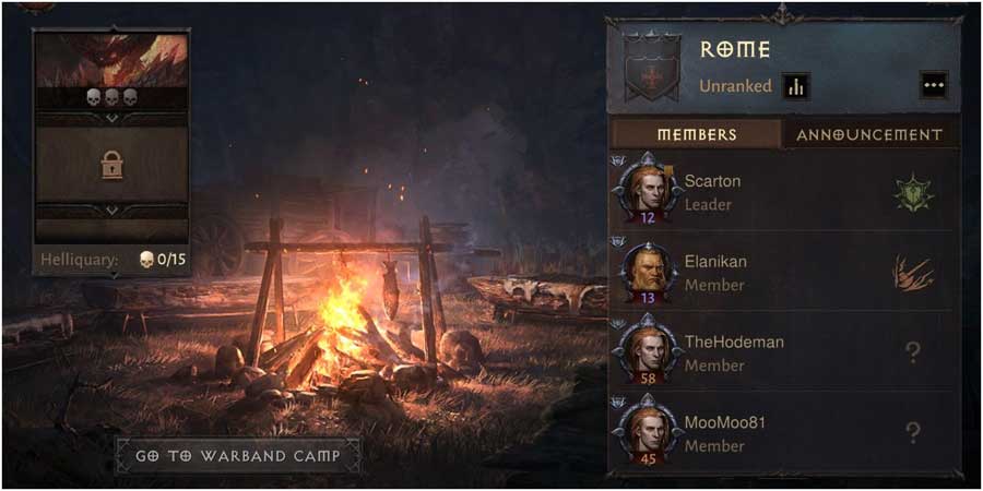 Vào warband trong Diablo Immortal