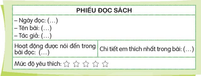 Phiếu đọc sách