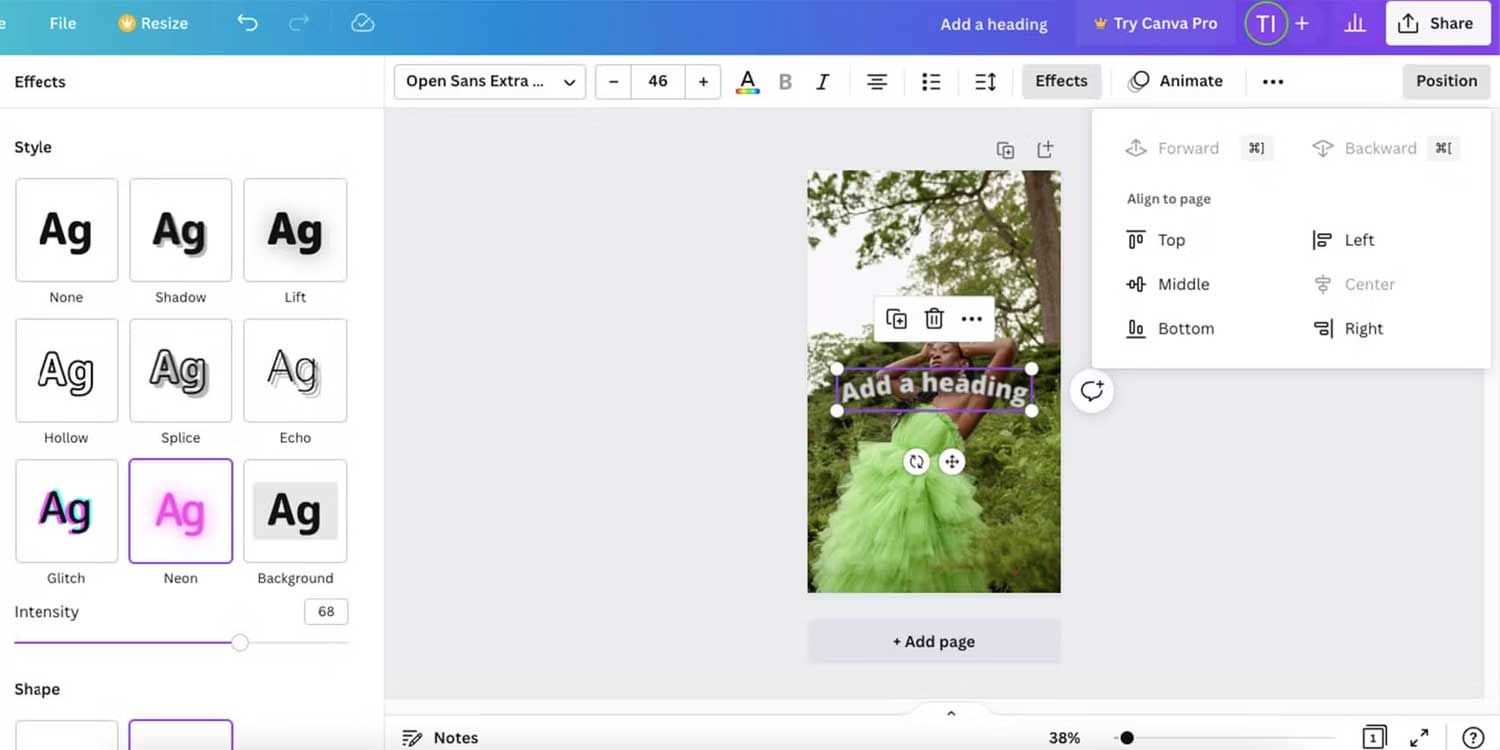 Hoàn thiện text bằng Canva