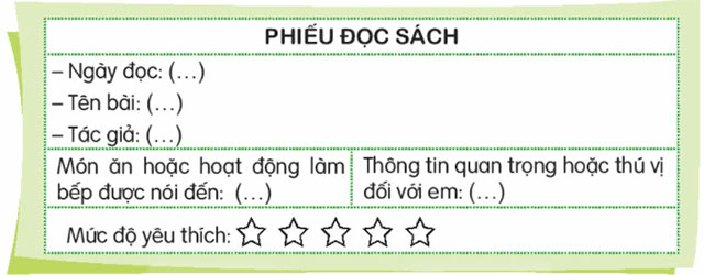 Phiếu đọc sách