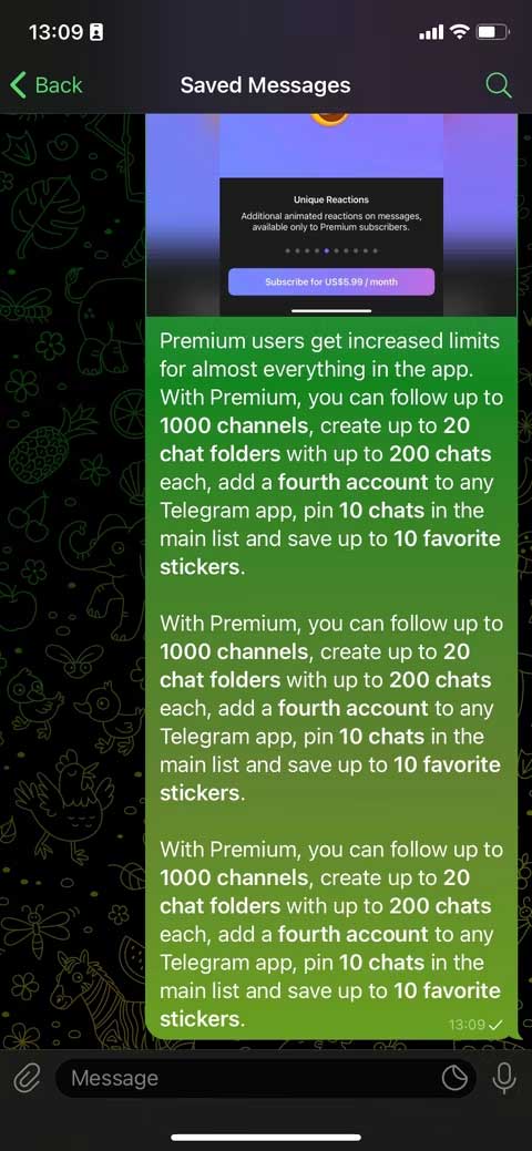 Tính năng của Telegram Premium