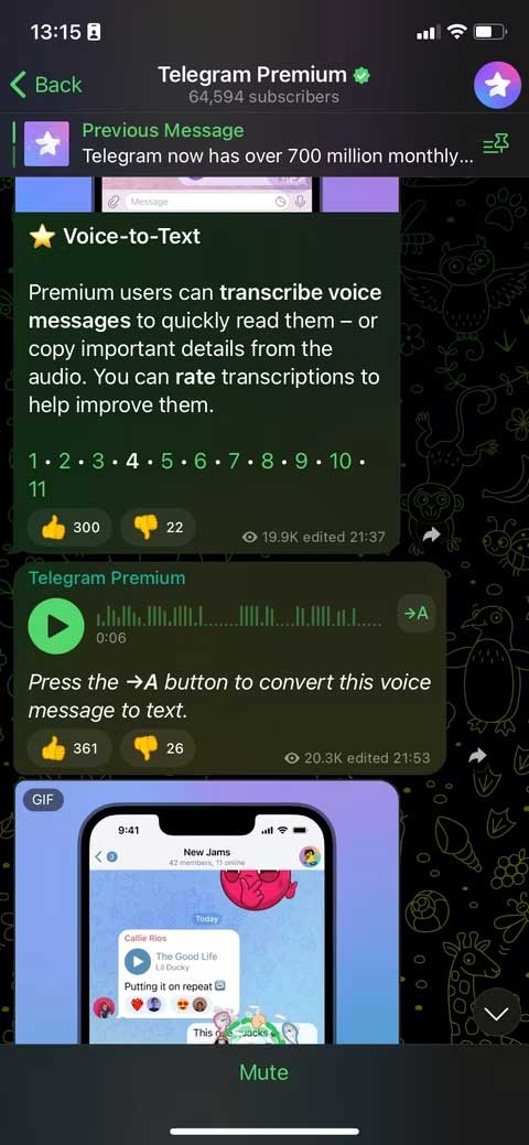 Telegram Premium chuyển văn bản thành giọng nói