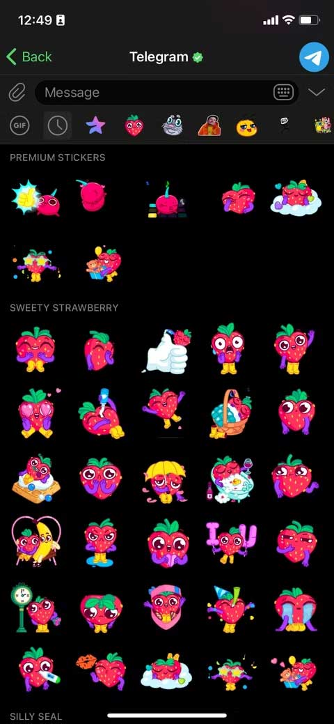 Sticker độc đáo ở Telegram Premium