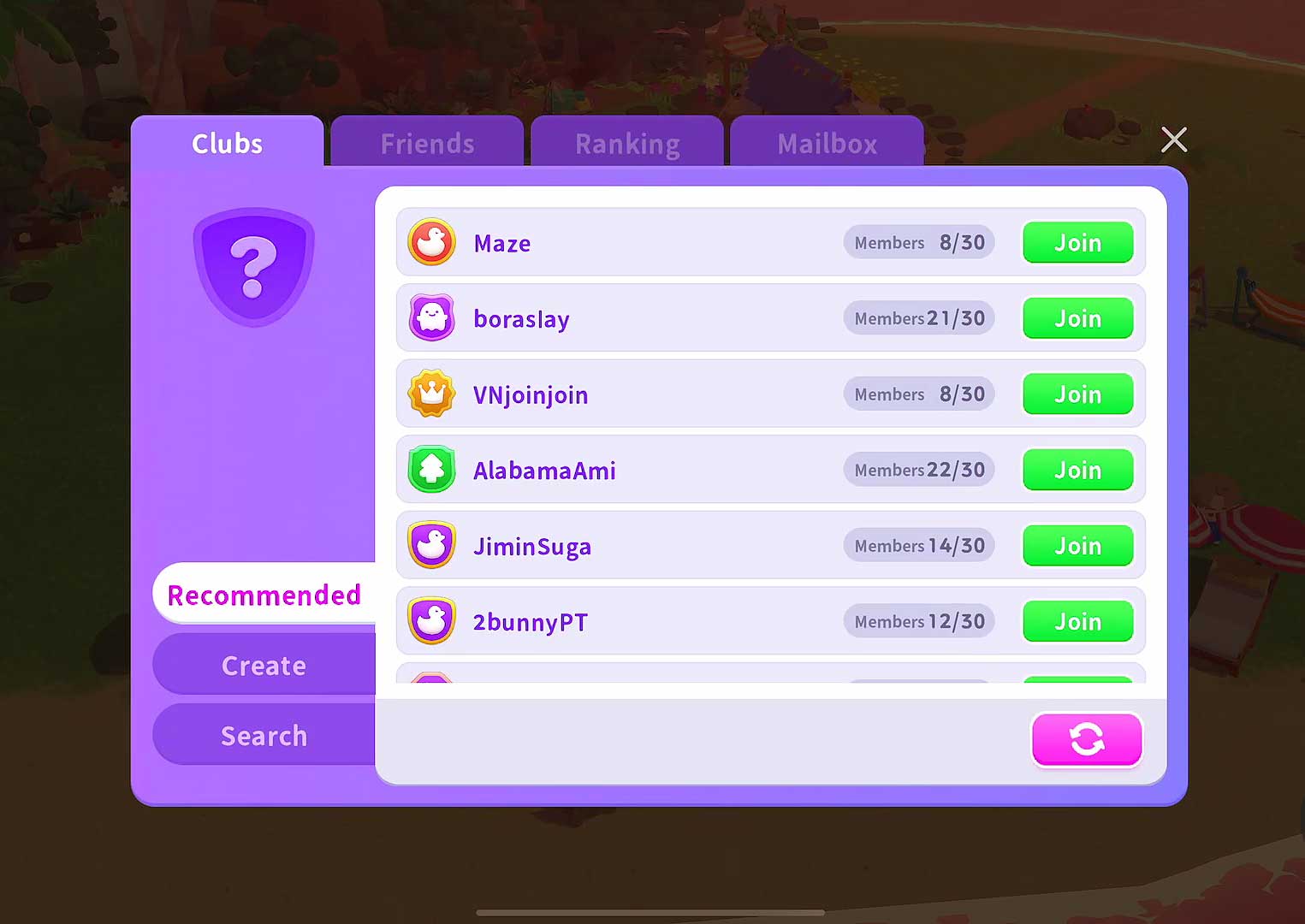 Tab Friends trong game BTS Island